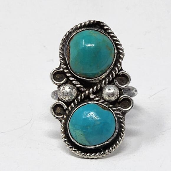 Vintage Sterling Silver Genuine Turquoise Native American Ring - Picture 1 of 5